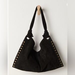 Free People Black Shoulder Bag with Silver Studs
